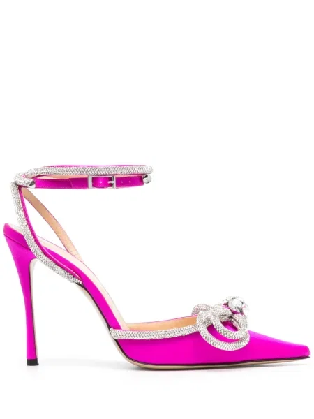 Pantofi cu toc Mach & Mach cu funde din satin roz
