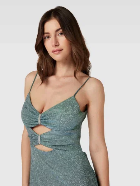 Sukienka wieczorowa z efektem błyszczącym Luxuar Fashion miętowa