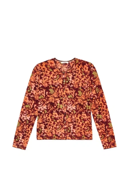 Cardigan Maliparmi de lână cu model floral cu imagine roșu
