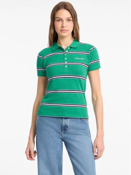 Guess Jeans Marškinėliai Classic Fit žalia