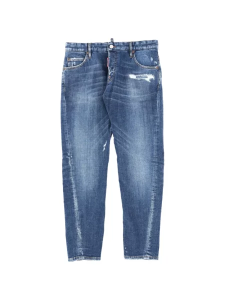 Džíny Dsquared2 s oděrkami modré