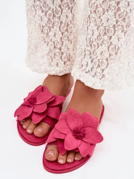 Papuci Boto cu model floral alb