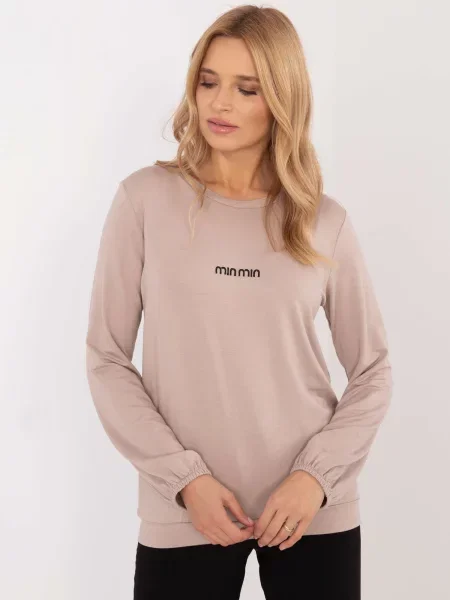 Bluză Fashionhunters cu mâneci lungi lungă bej