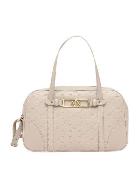 Armani Exchange torebka z imitacji skóry beżowa