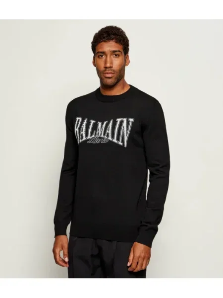 Balmain De lână pulover negru