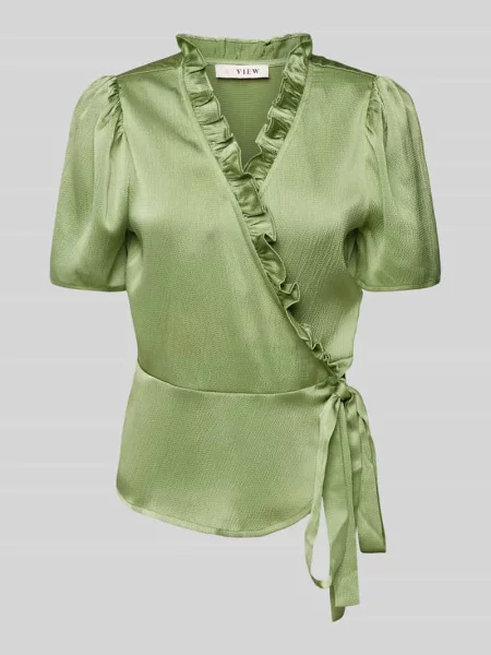 Bluzka o kroju regular fit w kopertowym stylu model ‘Peony’ A-view