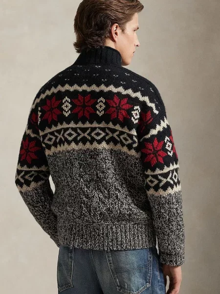 Polo Ralph Lauren sweter z dodatkiem wełny multicolor ciepły z golferm