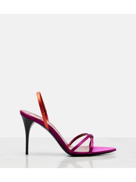 Sandale Saint Laurent din satin slingback