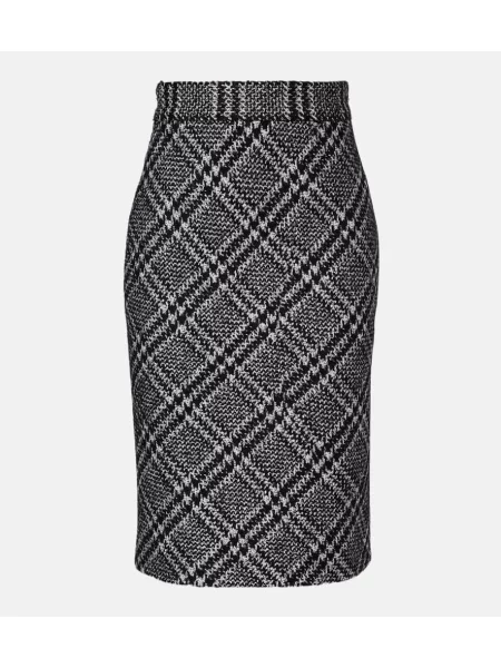 Spódnica Dolce&gabbana wełniana w kratkę czarna