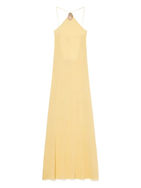 Rochie maxi Alanui fără mâneci cu gât halter de costum galben