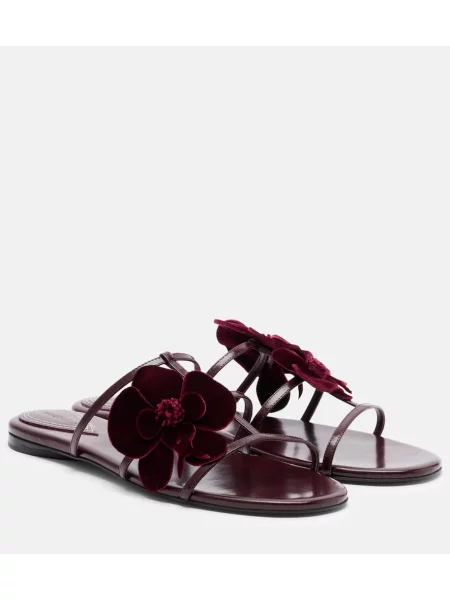 Sandale Zimmermann din piele cu model floral bordo