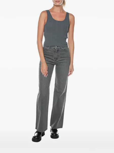 Top Armani Exchange cu broderie tricotate gri