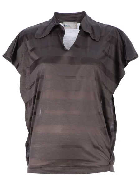 Kołnierzykowy bluzka Kolor w paski szara