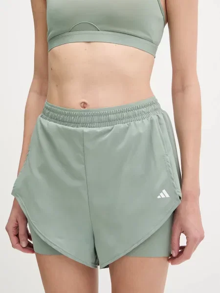 Къс панталон за трениране adidas Performance Designed for Training с изчистен дизайн с висока талия зелено