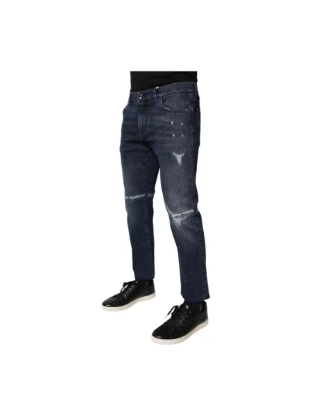 Jeansy Dolce And Gabbana z logo niebieskie