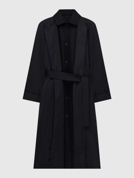 Утеплений плащ з шовком Carven чорний