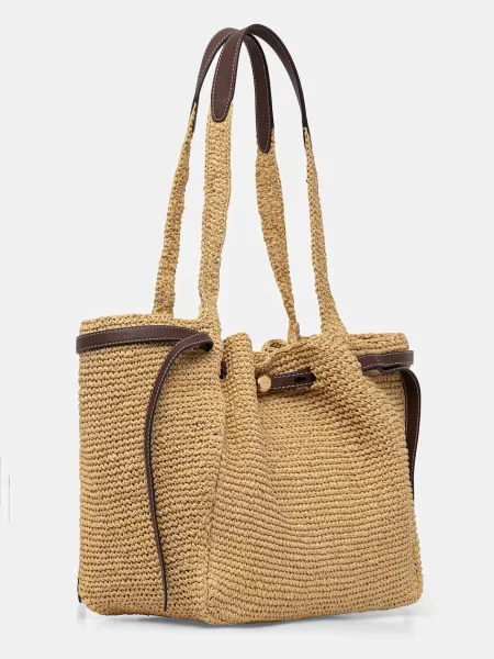 TORY BURCH Geantă shopper Romy cu adaos de piele bej