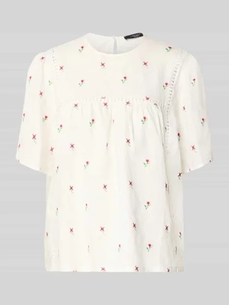 T-shirt o kroju loose fit z czystego lnu model BACINO' Weekend Max Mara biała