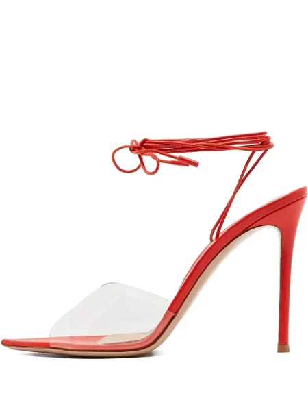 Кожени сандали Gianvito Rossi с връзки червено