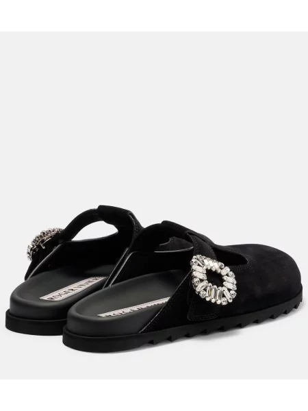 Papuci tip mules Roger Vivier din piele de căprioară negru