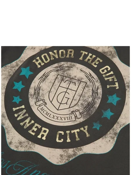 Tricou Honor The Gift cu decolteu rotund negru