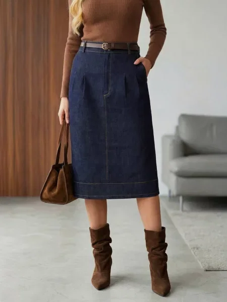 Джинсова спідниця Dressa темно-синій бавовна/поліестер/еластан синя