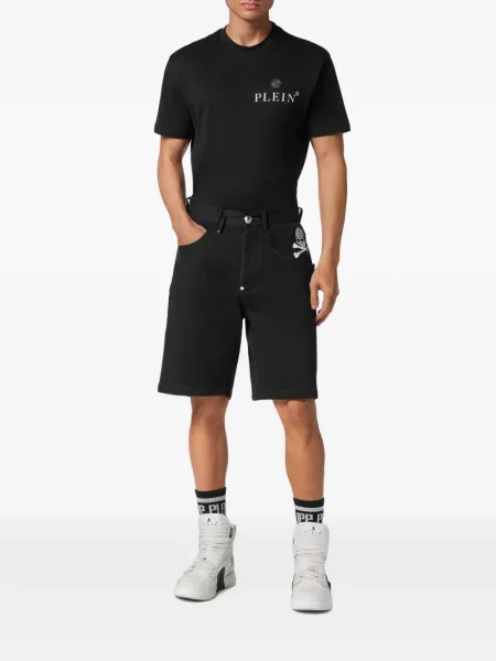 Pantaloni scurți din denim Philipp Plein negru