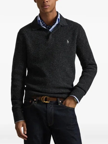 Șapcă Polo Ralph Lauren cu decolteu în V cu autograf în carouri albastru