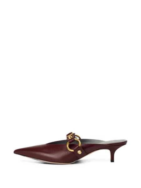 Papuci tip mules Balenciaga din piele cu cataramă cu bretele roșu