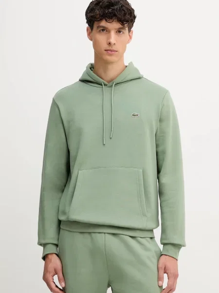 Lacoste bluza z kapturem gładka zielony
