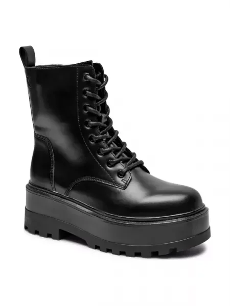 Calvin Klein Jeans De piele botine cu platformă negru