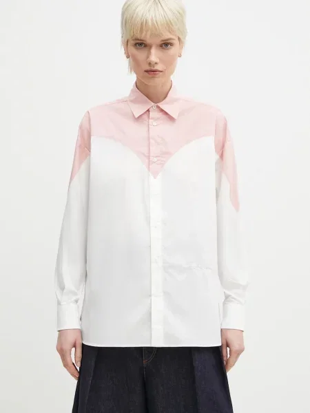Πουκάμισο Fiorucci Embroidered Heart Relaxed Fit άσπρο λευκό