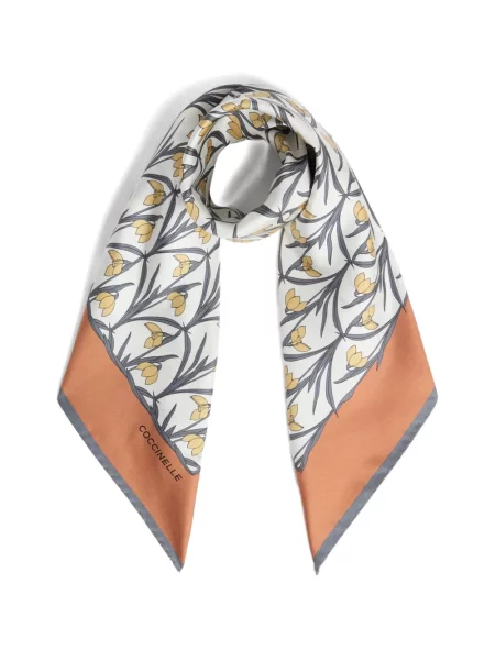 Fular Coccinelle cu model floral cu imagine maro