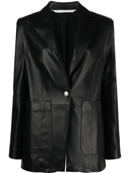 Kožni prugasti kožni sako Palm Angels crna