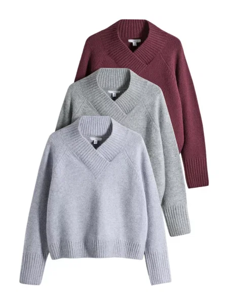 The Set Pulover albastru deschis / deschis / roșu burgundy gri