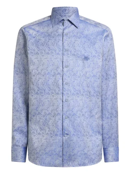 Cămașă Etro cu model paisley din jacard albastru