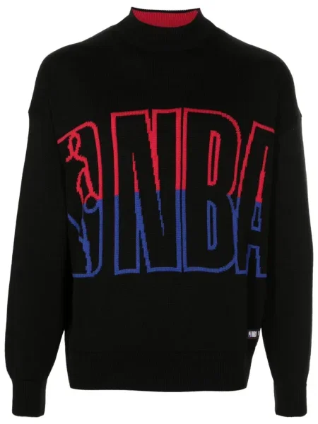 Pletená mikina s potiskem Boss s potiskem černá