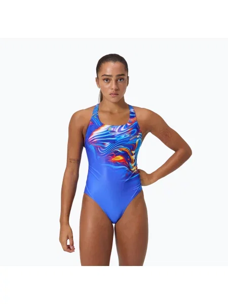 Costum de baie întreg pentru femei Speedo Placement Digital Powerback molten blend/cobalt pop