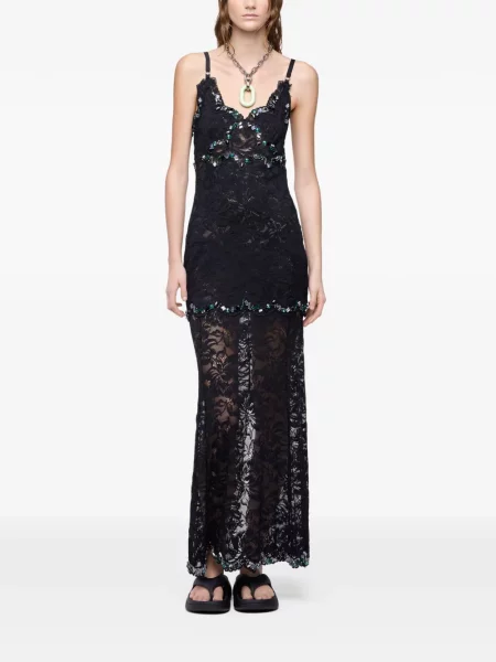 Rochie Rabanne cu paiete din dantelă negru