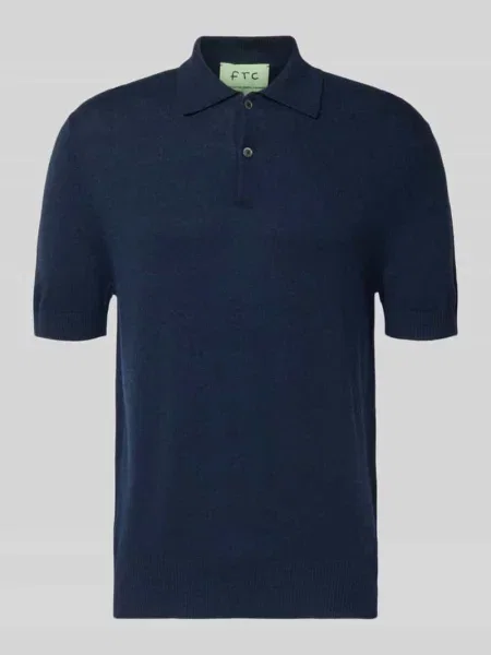 Koszulka polo o kroju slim fit z dodatkiem kaszmiru Ftc Cashmere granatowe