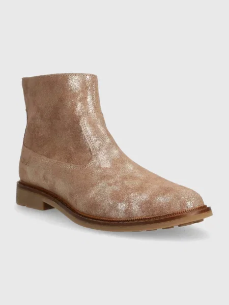 Pom D'api Dječje gležnjače od brušene kože SISTER BOOTS bež