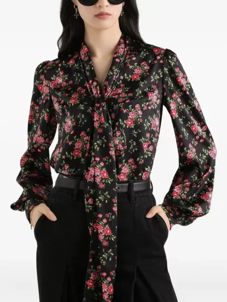 Bluză Dolce & Gabbana cu model floral negru