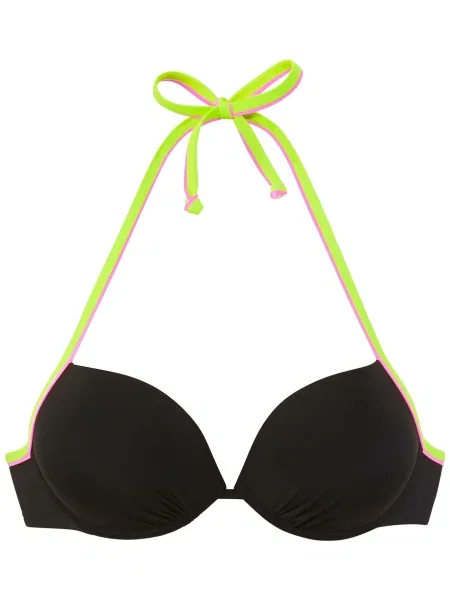 BUFFALO Sutien costum de baie verde măr / fucsia negru