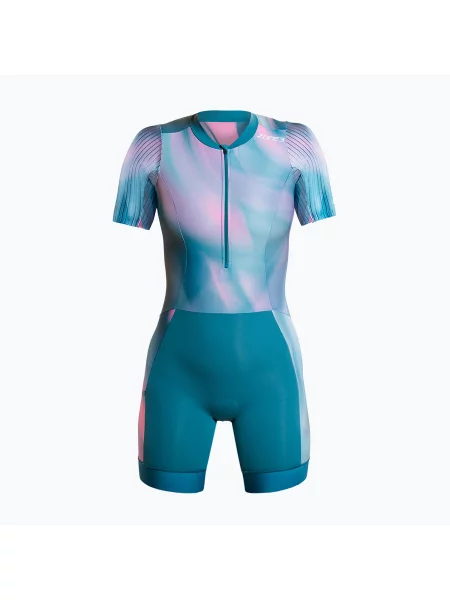 Дамски гащеризон за триатлон Activate+ Trisuit print зелено