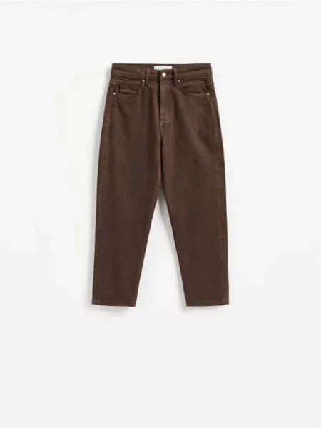 Reserved Blugi mom cu crac mai scurt dark grey jeans gri