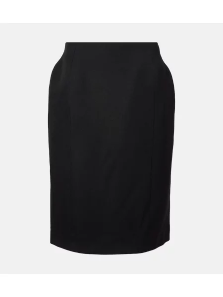 Fustă midi Balenciaga de lână până la genunchi negru