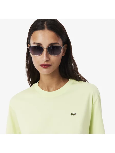 Lacoste T-Shirt Z Okrągłym Dekoltem Relaxed Fit żółty