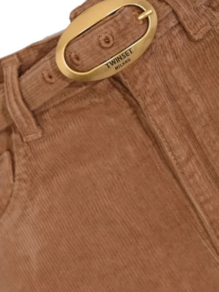 Pantaloni Twinset de catifea cord maro