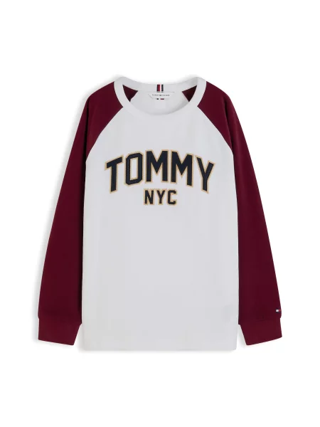 TOMMY HILFIGER Tricou VARSITY bej / roşu închis / negru alb