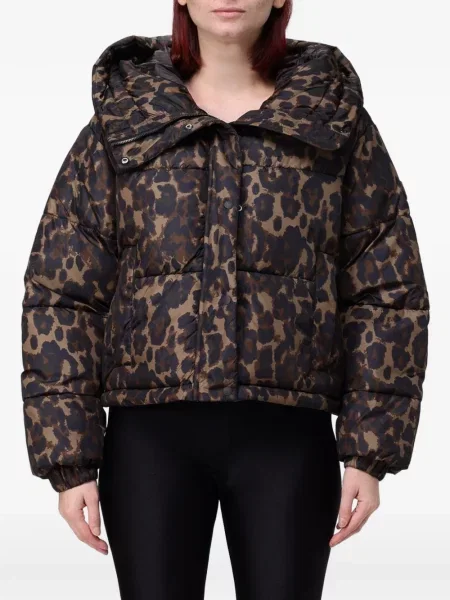 Geacă cu puf Save The Duck cu imagine cu model leopard maro